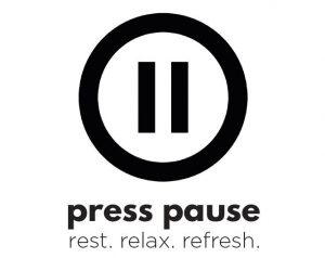 Press Pause logo. Rest. Relax, Refresh.