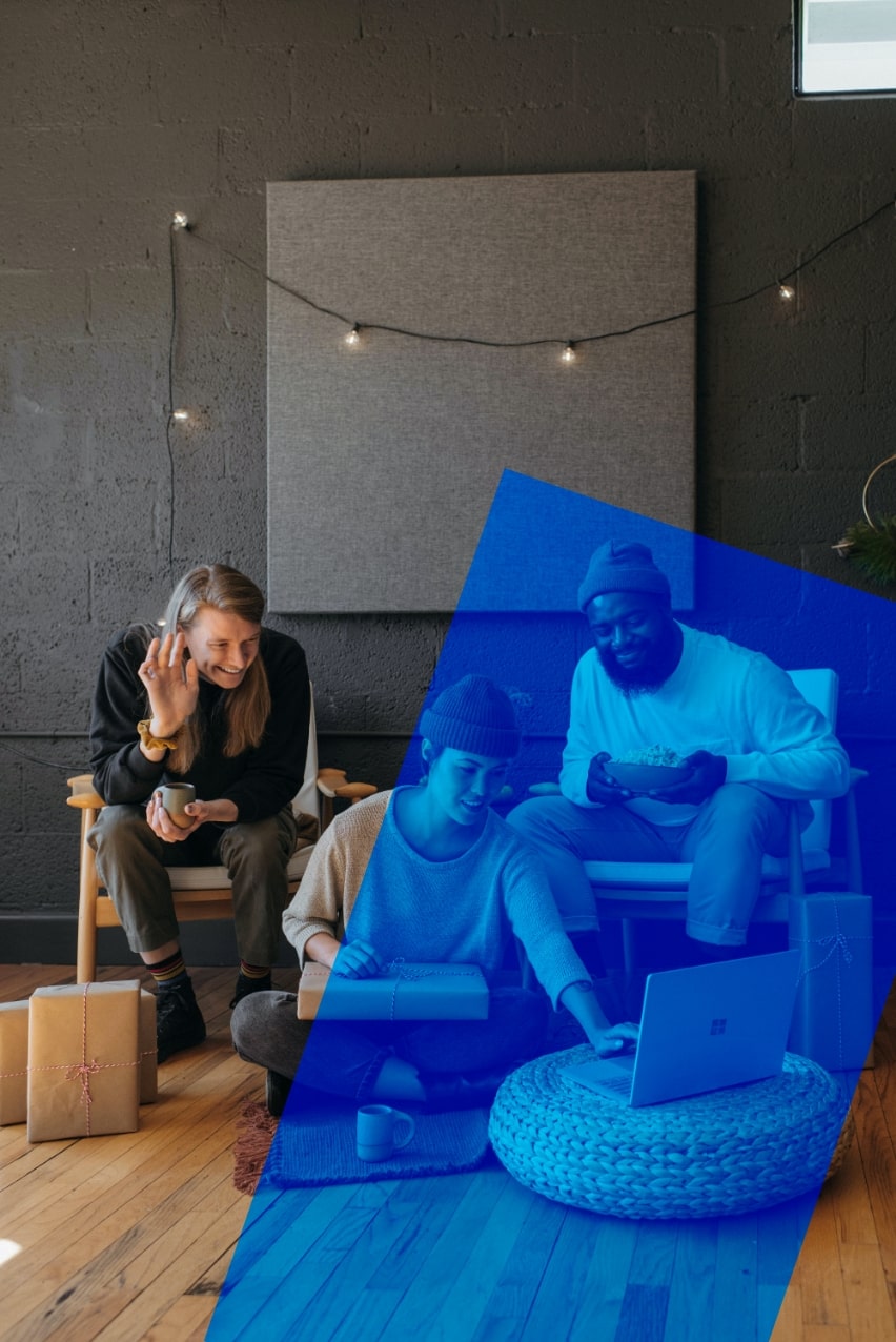 Group of employees engaged in a virtual meeting.