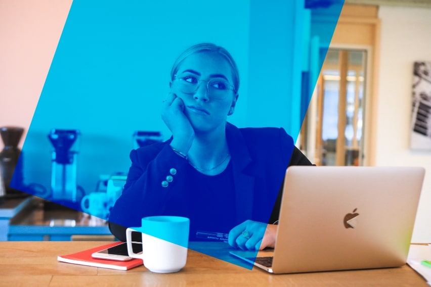 Woman with disengaged expression.