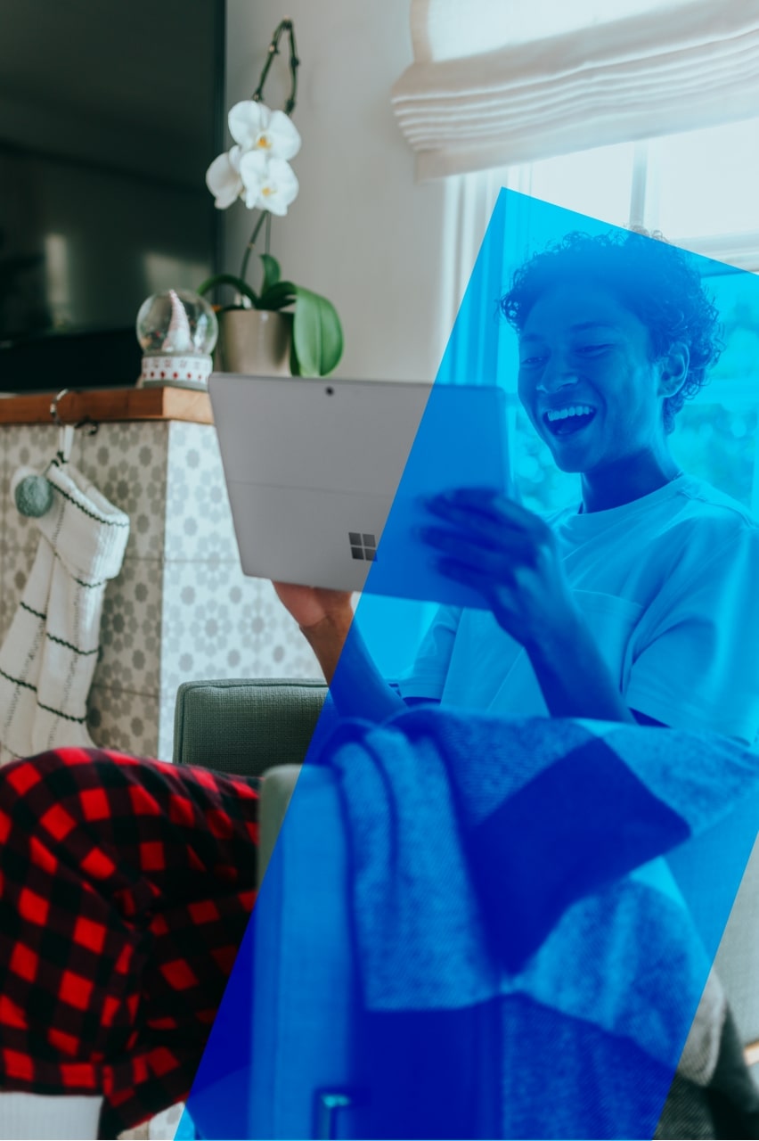 Woman enjoying virtual work conversation.